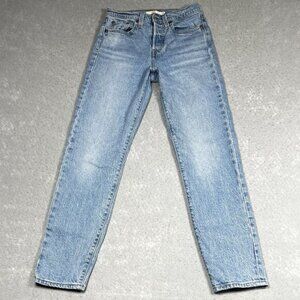 Levis Wedgie Straight Jeans Womens Size 24 Blue High Rise Button Fly Stretch